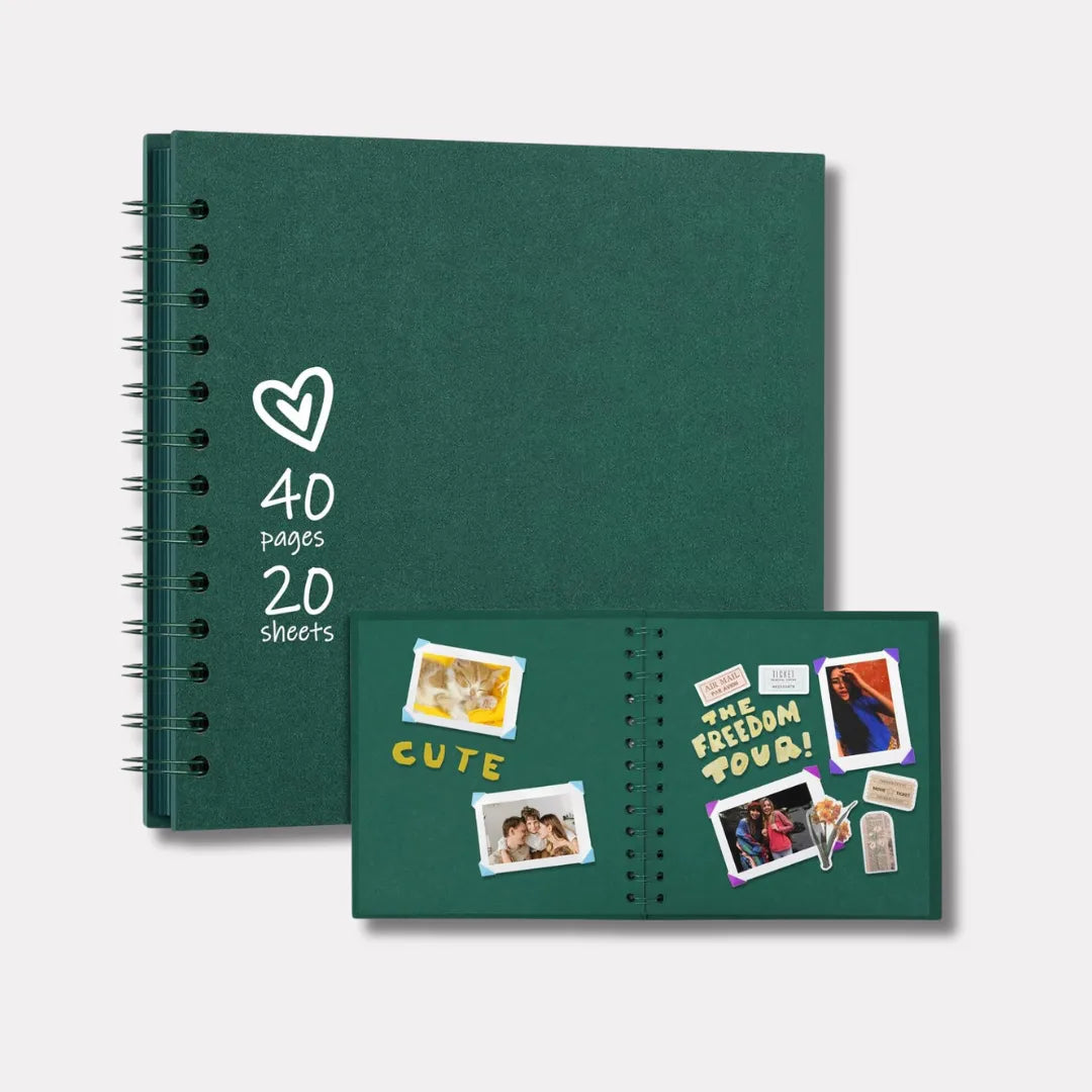 grand album vert de kit scrapbooking  aventurier pour enfant