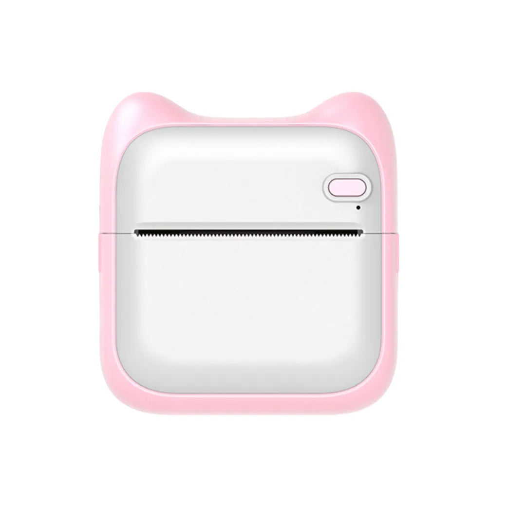 mini imprimante scrapbooking thermique carré blanc et rose avec oreille de chat 